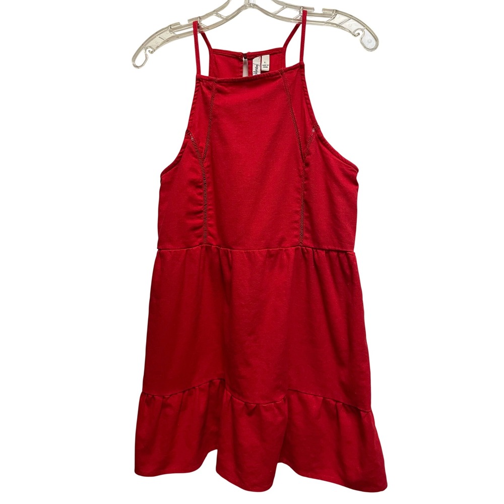 Speechless Womens Red Tiered Halter Neck Mini Dress Sleeveless Size L